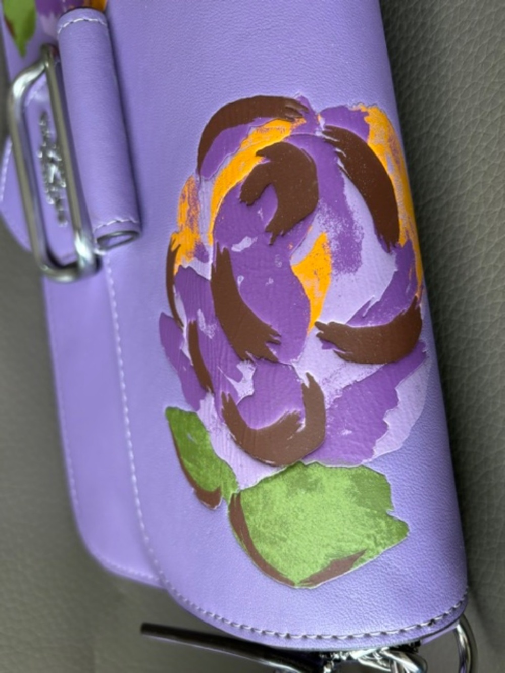 COACH Morgan Iris Multi Shoulder Bag with Rose Print lavender NWT - Picture 8 of 16